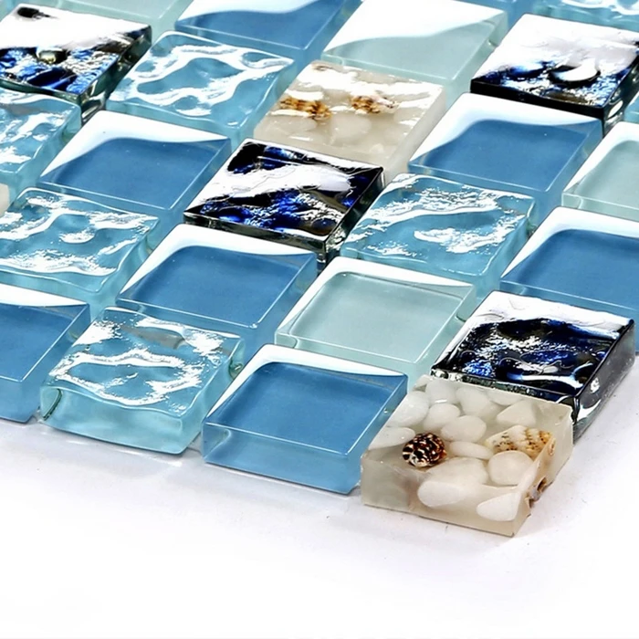 blue color crystal shell mosaic tiles for bathroom shower swimming pool tiles mediterranean sea style shell mosaic tiles