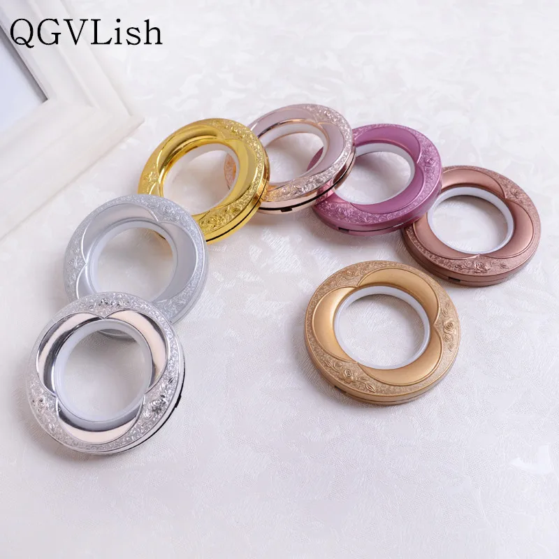 

QGVLish 80Pcs/lot Curtain Roman Rings Silencer Mute Punching Circle Curtain Accessory DIY For Curtain Rods Eyelets Buckles Decor