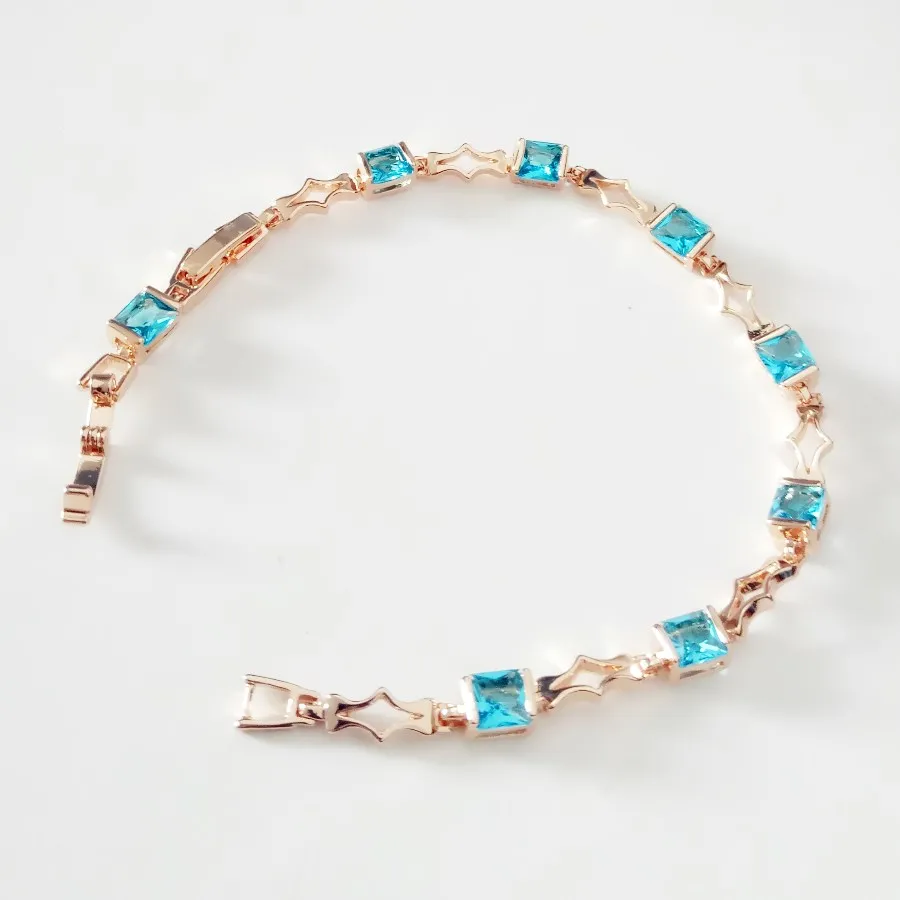 Fashion Lady Bracelet Light Blue Stone Women Jewelry Bohemia Style 585 Gold Color Jewelry