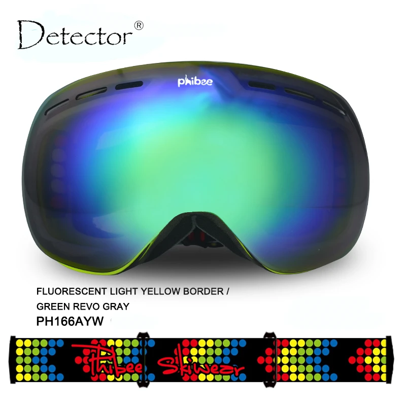 Gafas de esquí con Detector para hombre y mujer, mascarilla grande para Snowboard, gafas de nieve, doble UV400 antiniebla