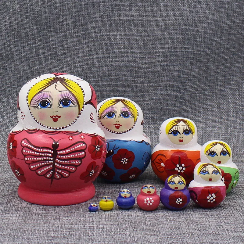 

Mnotht 10 Layer Handmade Matryoshka Doll Fashion Top Grade Dry Basswood Russian Dolls For Children Gift Toys L30