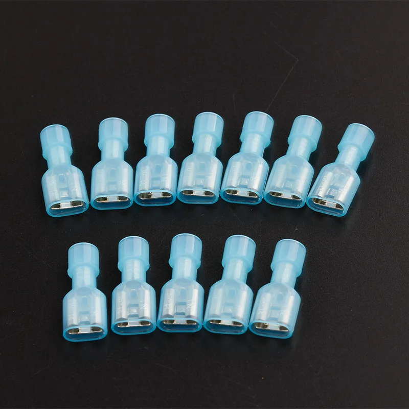 50pcs Male and Female Electrical  Nylon Crimp Terminator Set  Blue Fully Insulated Wire Cable Connector 16-14AWG