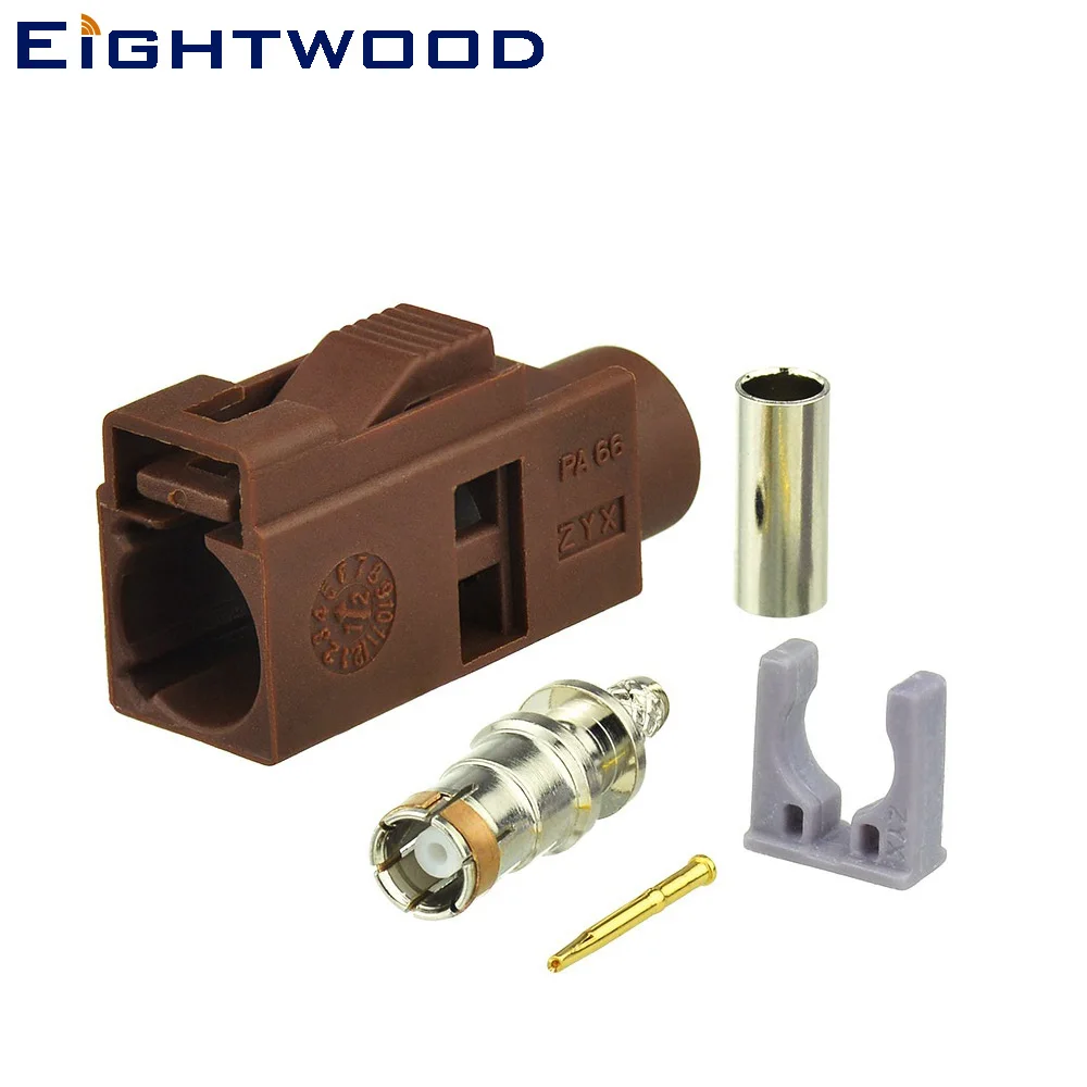 

Eightwood Car TV2 SDAR Antenna Fakra F Code Jack Connector Brown/8011 Crimp for RG174 188A RG316,LMR-100 M17/119 Coaxial Cable