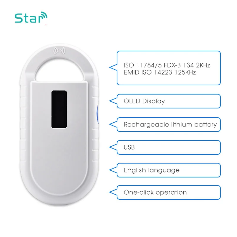 ISO11784/785 animal rfid reader 134.2KHz animal scanner FDX-B handheld scanner EM4305 Animal microchip Syringe Scanner Reader