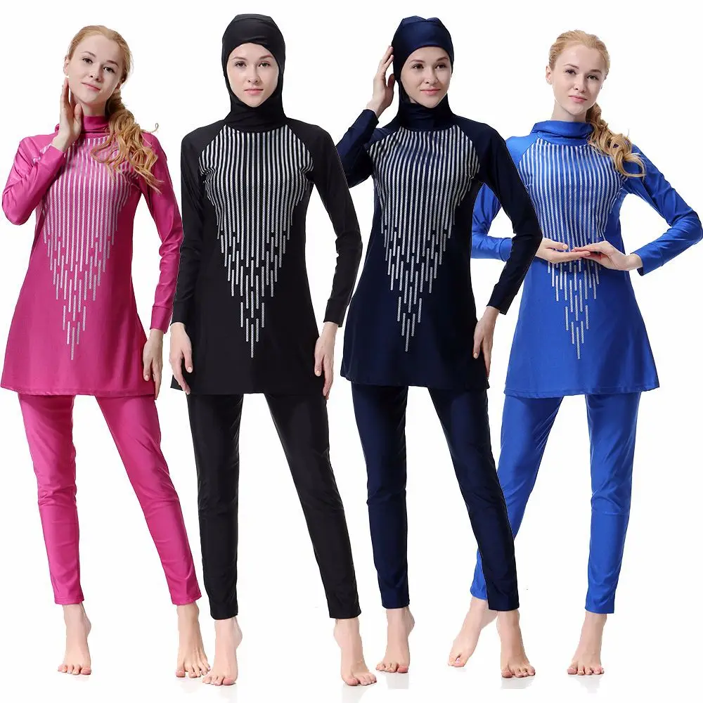 

Muslim Swimwear Modest Full Cover Female Swimsuit Bathing Suit for Muslim Girls Wirefree Padded Islamic Arab Beach Wear XX-399