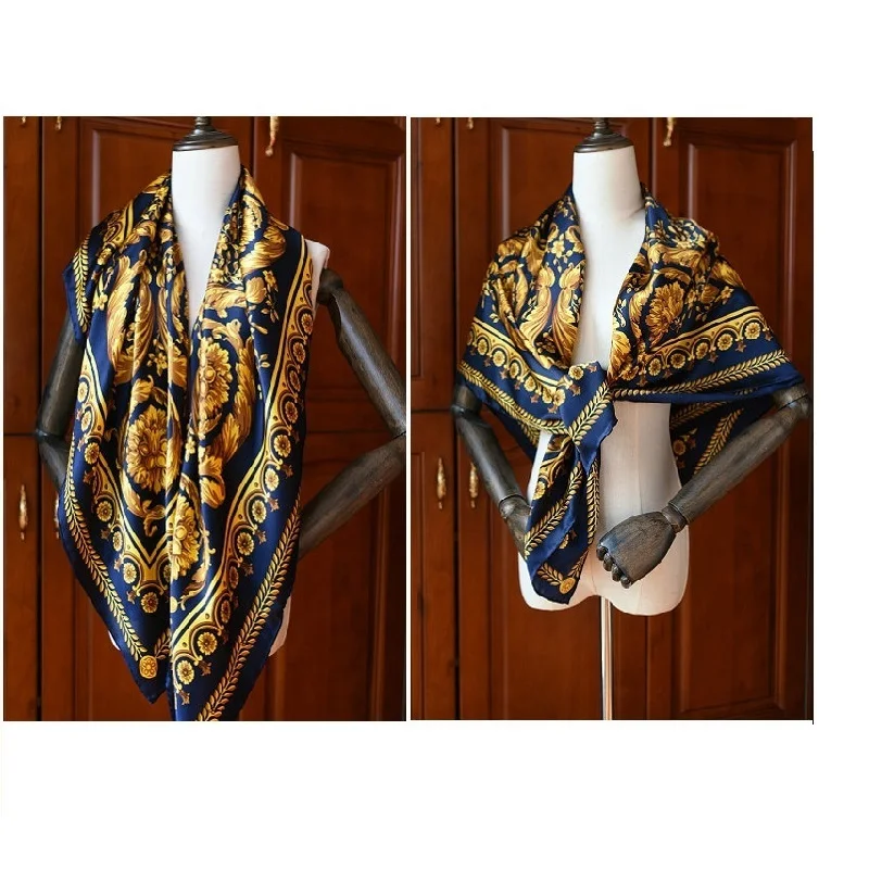 Women 100% Silk Scarf Shawl Foulard Luxury Soft Soomth Touching 108*108cm