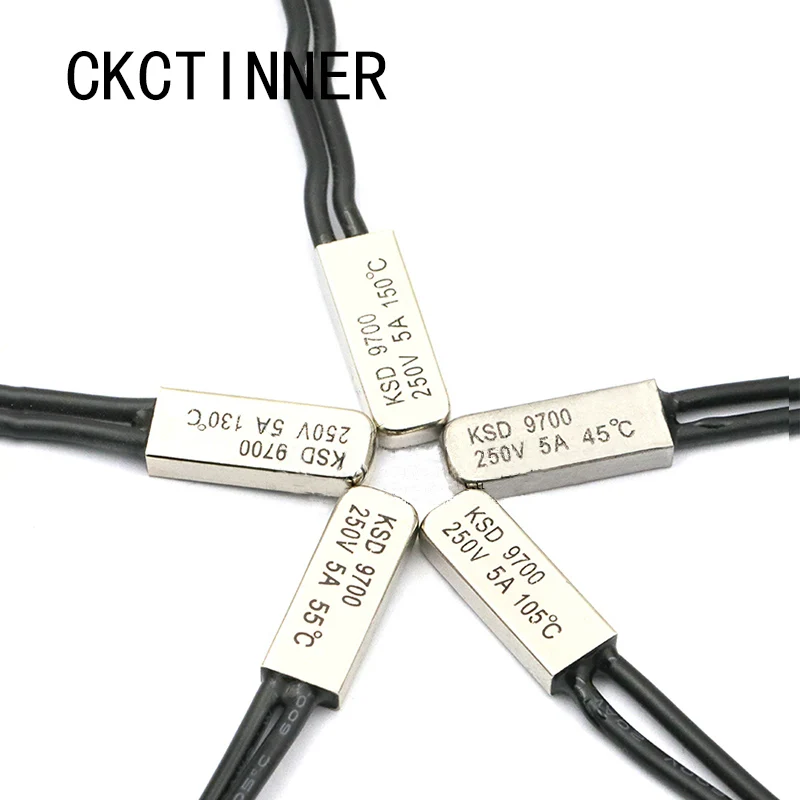 1pcs KSD9700 250V 5A Normally closed Bimetal disc temperature switch N / C thermal thermostat Protector 15~ 130 degrees