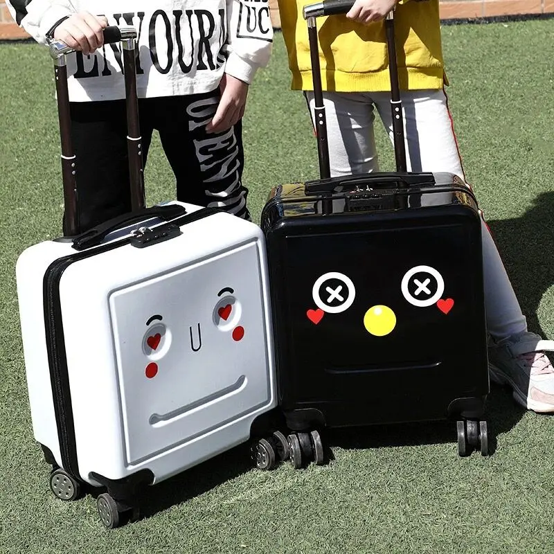 GraspDream boy trolley case kids Cute smiley face suitcase rolling luggage girl red yellow trolley box children school luggage