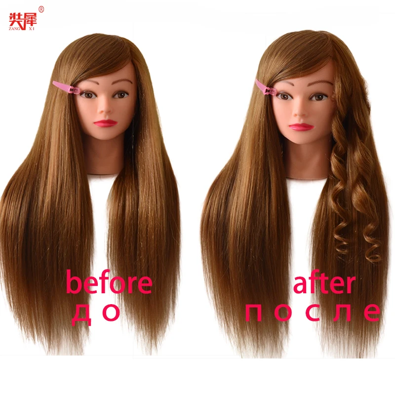 

Doll Head For hairstyles Training Mannequin Head 85% Real Human Hair For Practice Curl Iron Straighten Hot Tongs Hairdressing