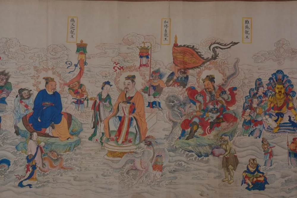 Hand-painted Chinese paintings, long axis of the Ming Dynasty (1368 - 1688) in China, the ancient Chinese fairy collection