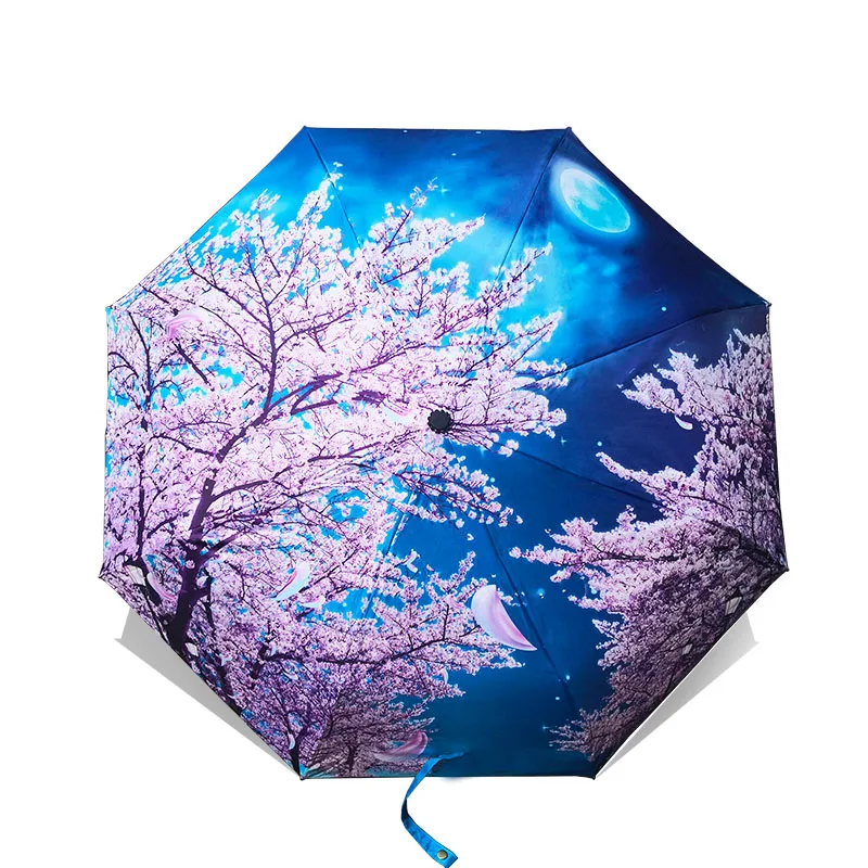 LIKE RAIN Creative Chinese Art Painting Umbrellas Rain Women Fashion Female Folding Sun Parasol Windproof Kids Umbrella YHS05