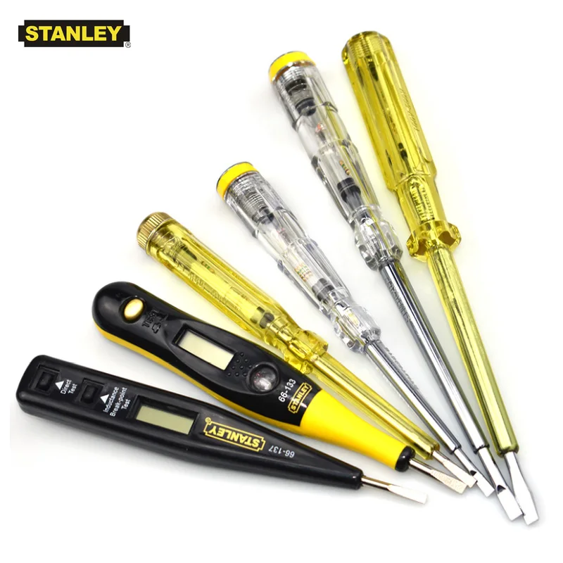 Stanley 1 pcs DC AC voltage detector electric current pen tester sensor volt digital circuit test with neon battery free