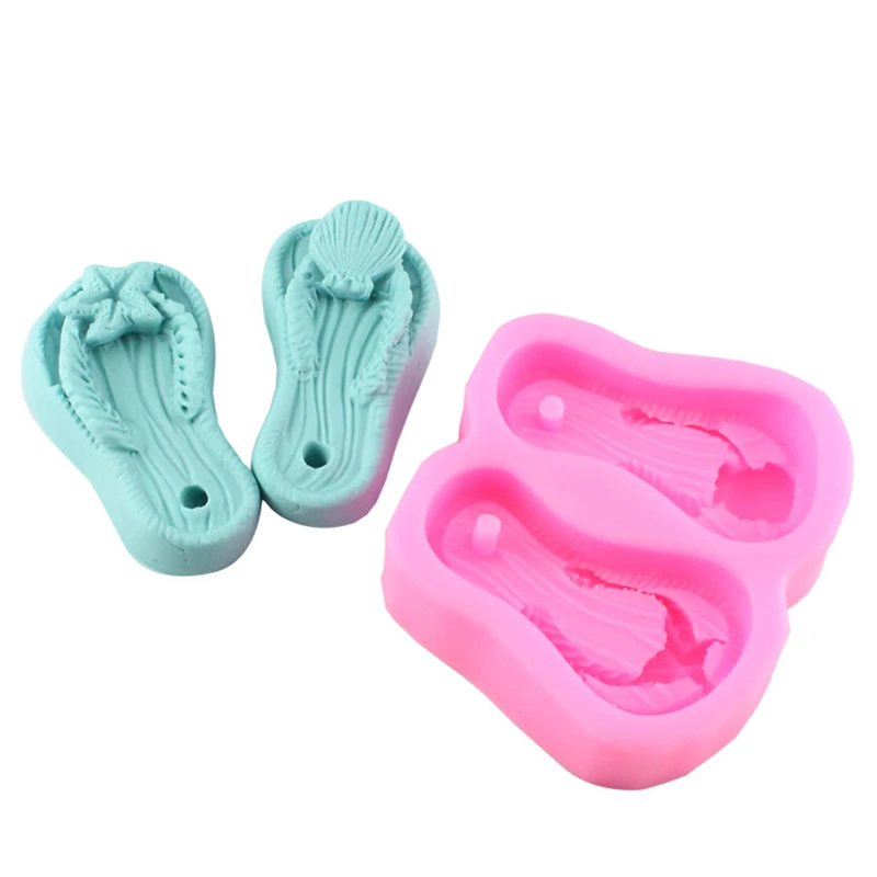 3D Silicone Mould Flip Flop Fondant Chocolate Mold For Cake Decorating Tool Shoes Sandals Handmade Soap Mold H044