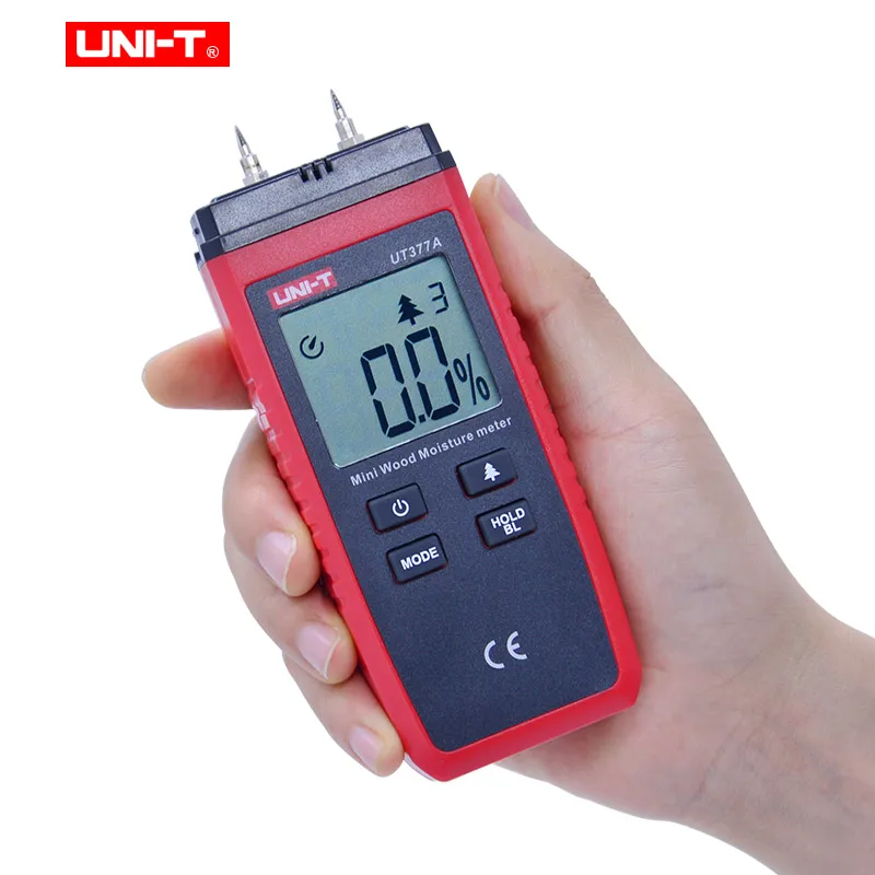 UNI-T UT377A Digital Wood Moisture Meter Hygrometer Humidity Tester for Paper/Plywood/Wood humidity measurement LCD Backlight