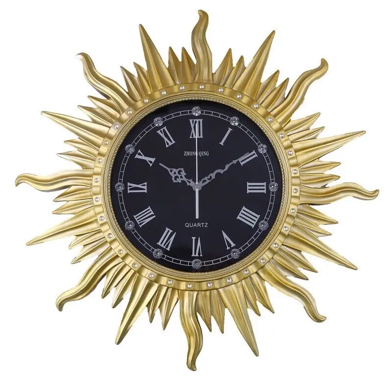 

Vintage Art Modern Mute Resin Sun God Pointer Wall Clock