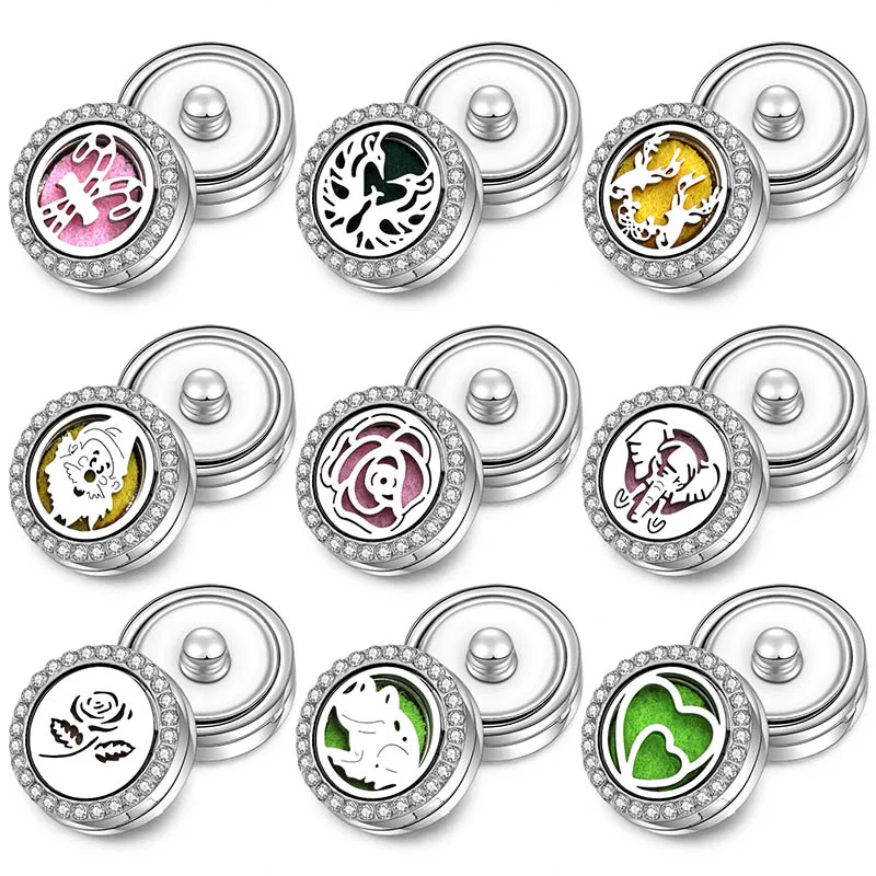 

New Aromatherapy Snap Buttons Jewelry 18mm Magnetic Perfume Locket Stainless Steel Essential Oil Diffuser Bracelet Accessories