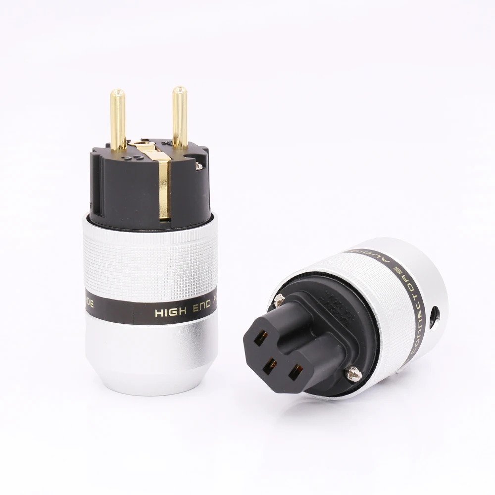 Hi End Gold plated Aluminum metal 24K Gold Plated EUR Euro Schuko Power Plug