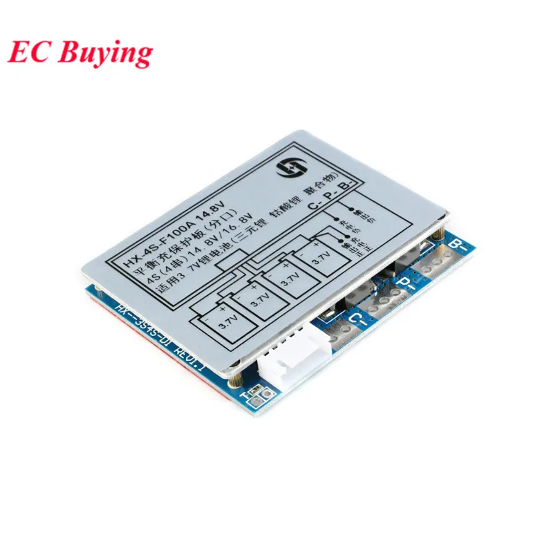 4S 100A 14.8V/16.8V Li-ion Lithium 18650 Battery BMS PCM Protection Board with Overcharge and Over Discharge Protection