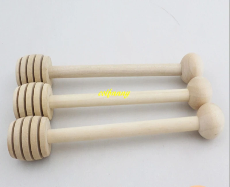 

1000pcs/lot Fast shipping Wooden Stirrers Honey Dipper Wood Honey Spoon Stick with round ball Dispense Honey Tool