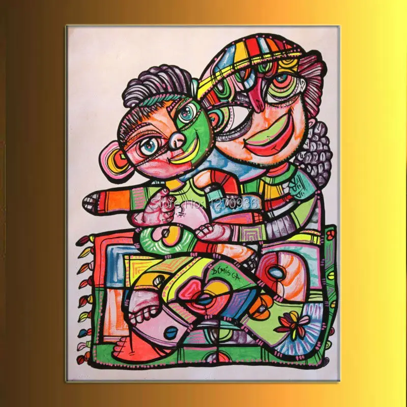 

abstract mother and the baby is stay together and talking very happy painting best quality handmade oil painting on canvas