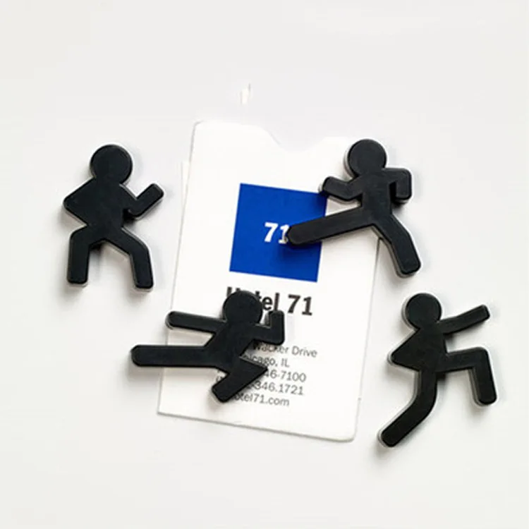 4 Pcs/Set Creative Black Man Fridge Magnet Ninja Magnet Refrigerator Magnetic Message Clip Home Decorations