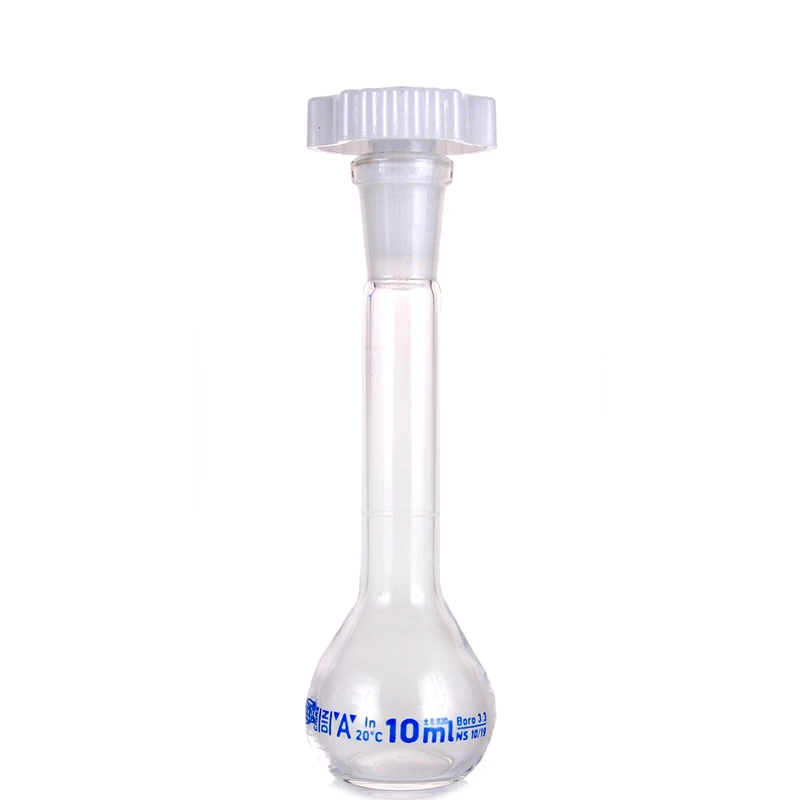 10ml Transparent Lab Borosilicate Glass Volumetric Flask with plastic Stopper Office Lab Chemistry Clear Glassware Supply