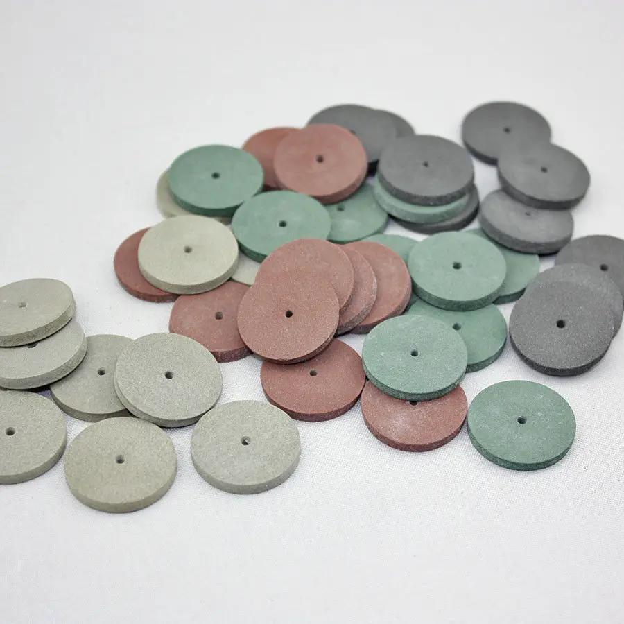 100 sztuk/pudło gumowe tarcze polerskie dentystyczne czarny/brązowy/zielony/szary materiały do laboratorium dentystycznego 22*3mm
