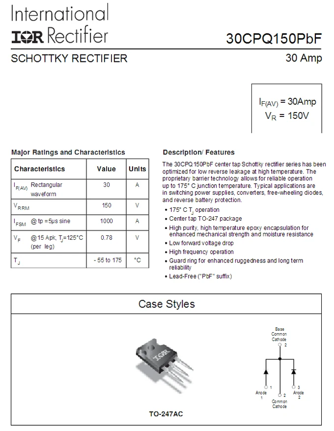 Baru 120A 30CPQ150 Schottky rectifier Audio power supply DIY KIT terbaik untuk Kelas amplifier