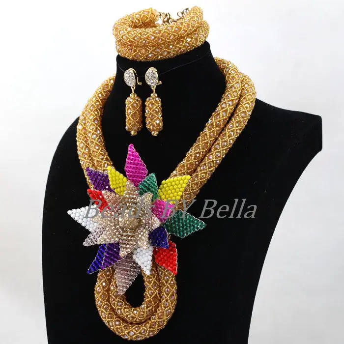 

African Jewelry Sets Dubai Bridal Jewelry Set Nigerian Wedding Indian Bridal Necklace Bracelet Earrings Set Free Shipping ABL082