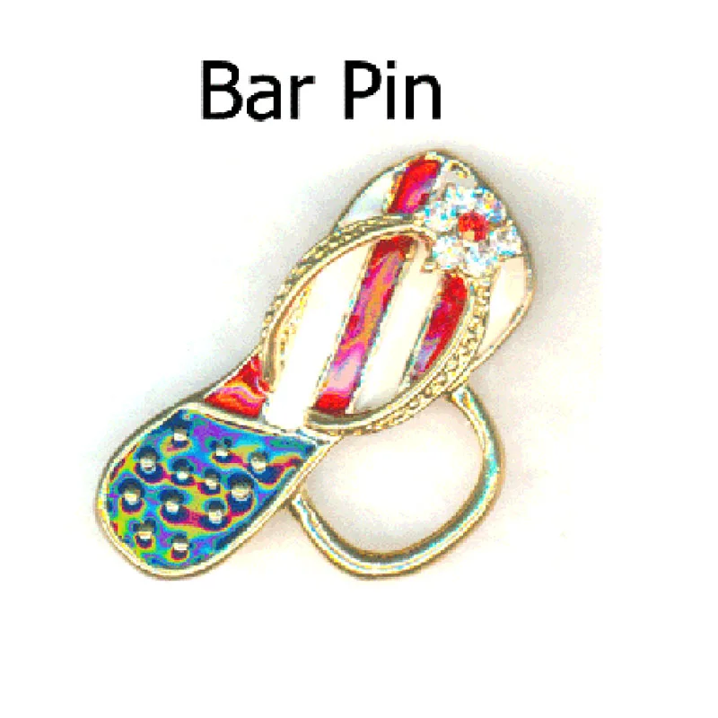 HOT Flip Flop Charm Amarican Flag Sunglasses Holder Bar Pin Fashion Brooches Jewelry Crystals Enamel Slippers Style Ornaments