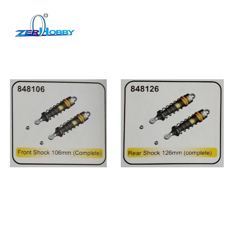 PART NO. 848106 FRONT SHOCK 106MM AND PART NO. 848126 REAR SHOCK 126MM FOR 1/8 SCALE RC RACING CARS