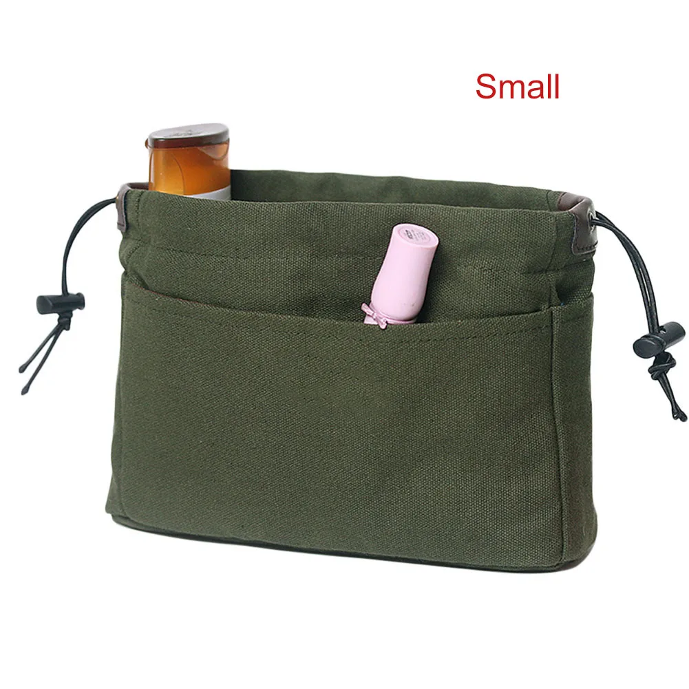 Canvas Purse Organizer Bag Insert with Compartments Makeup Travel Storage Handbag Waterproof Pocket Solid Color Large Capacity