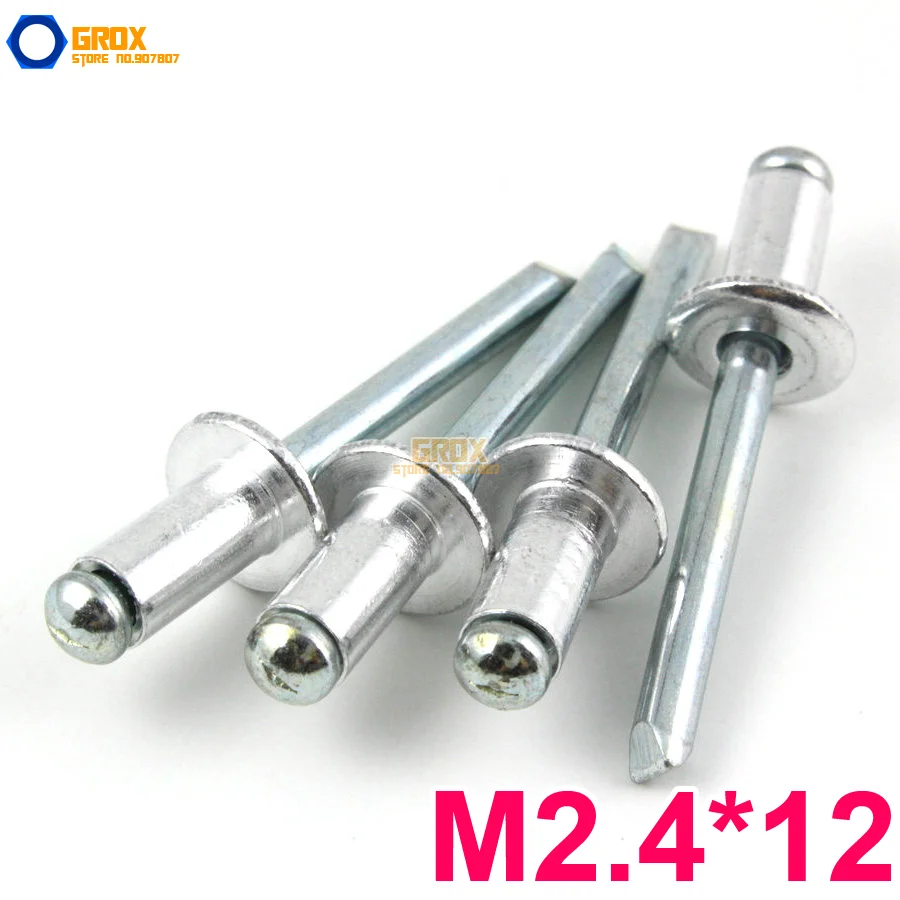 

200 Pieces M2.4*12 Aluminum Blind Rivet Pop Rivet Dome Head Open End