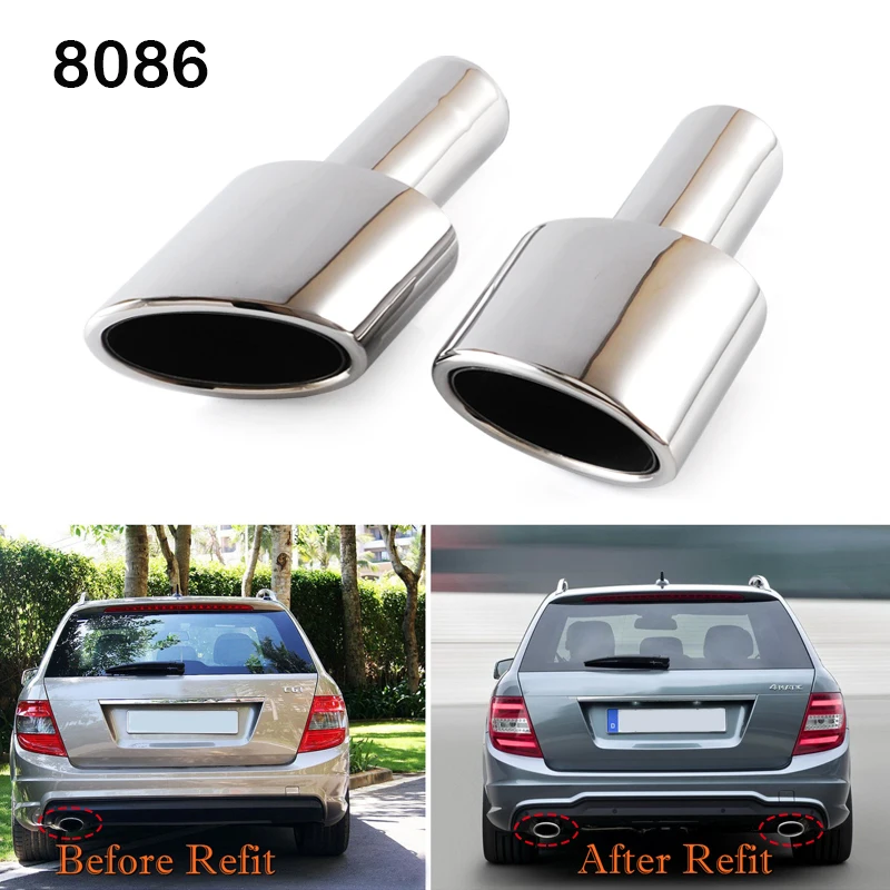 

2Pcs Original Stainless Steel Exhaust Pipe Mufflers For BENZ