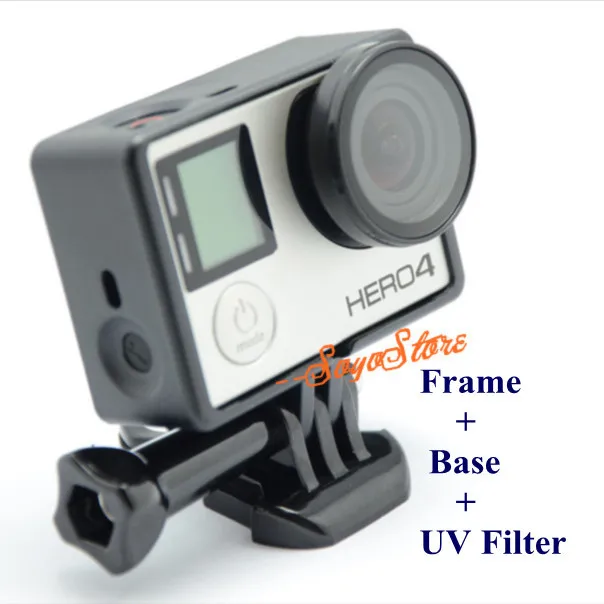 Standardowa rama ochronna + podstawa + zestaw akcesoriów z filtrem UV do Go Pro Hero 3 3+ 4 Bezpłatna wysyłka