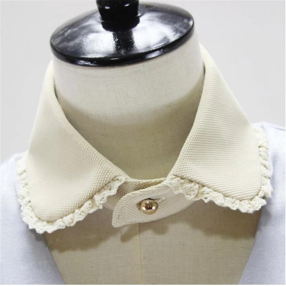 SHOWERSMILE Women Beige Short Lapel Pointed Shirt False Collar Apparel Accessories Choker Necklace Detachable Fake Collars