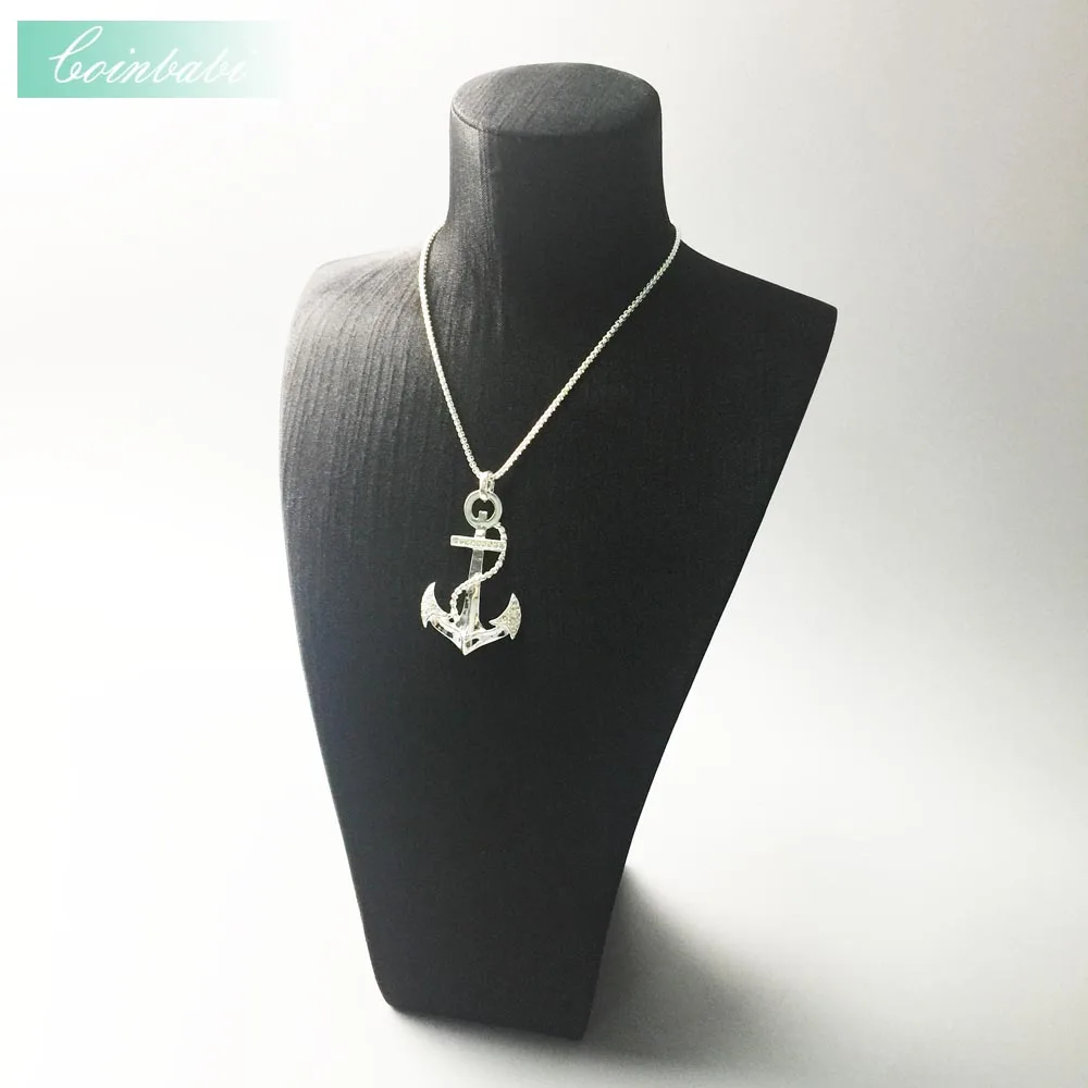 Pendant Glam Anchor Hope 925 Sterling Silver For Women Fashion Jewelry Trendy Gift Europe Key Chains Heart Fit  Necklace