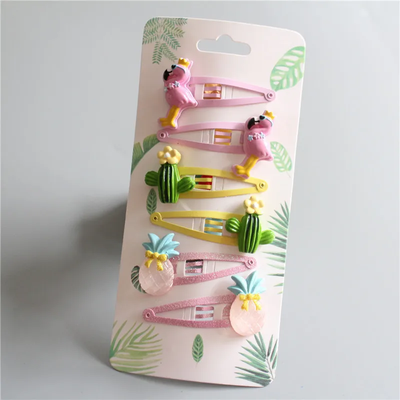 

6 PCS Lovely Flamingo Pineapple Cactus BB Clips Girls Hair Accessories Kids Hairpins Children Headwear Baby Hair Clips Headdress