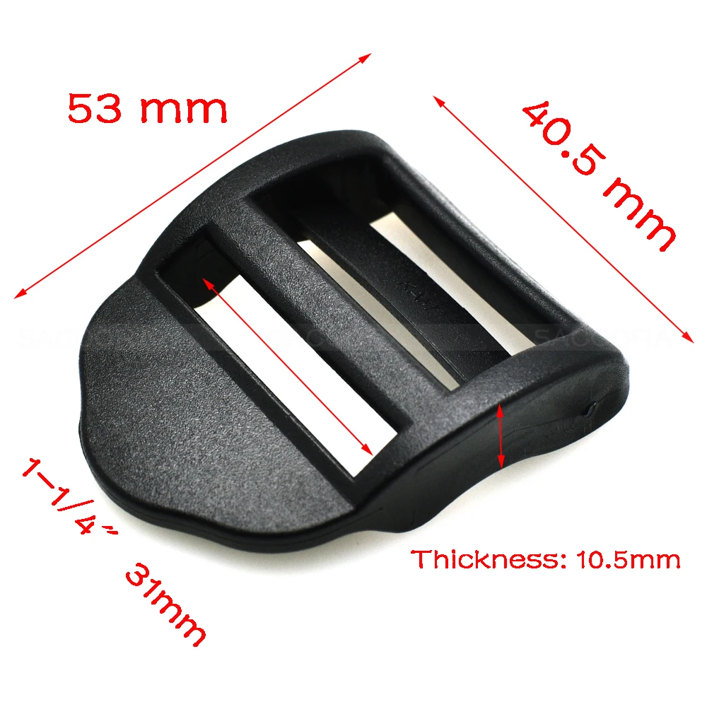 10pcs Plastic Ladder Lock Tri-Glides Slider Adjustable Buckle Belt Buckle Backpack Accessory Black