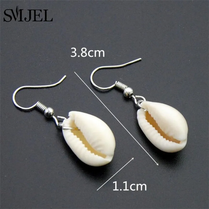 SMJEL أقراط من الصدف الطبيعي قذيفة معدنية Cowrie بيان أقراط 2024 مجوهرات الشاطئ الصيف بيجو #3