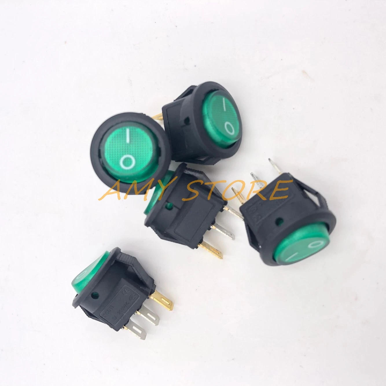 5Pcsครัวเรือนกาแฟหม้อ 2 ตำแหน่ง 2Pin 3PinเรือRocker Switch 15 มม.KCD1-204-3P GRNสีแดงBLK 3A 250V 6A 125V KCD11