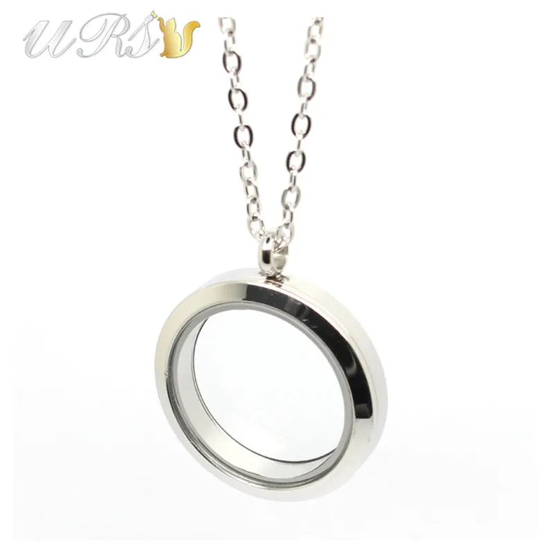 20mm/25mm/30mm/35mm twist-off waterproof locket 316L stainless steel plain floating memory locket pendant with necklace