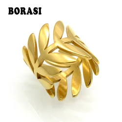 BORASI Brand Classic GORGEOUS TALE  Delicate Leaf Branch Ring Everyday Women Jewelry Gold Color Ring For Wedding Bridesmaid