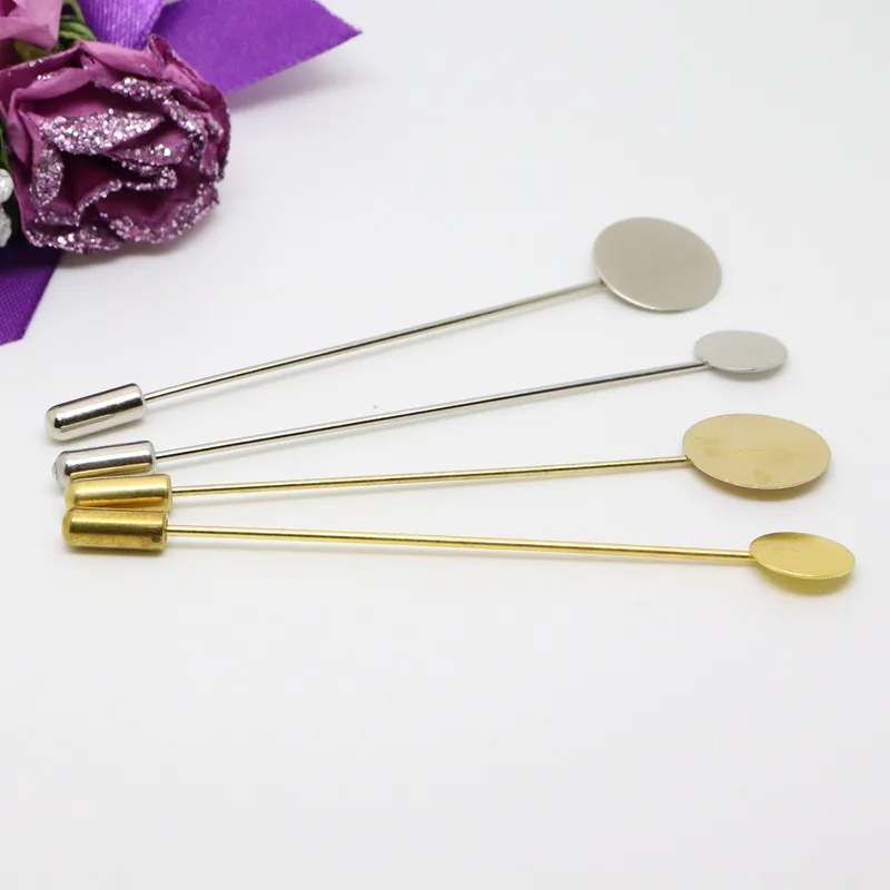 100pcs Gold/Sliver Color Metal Brooch Lapel Pin Base for Suit Collar Skirt Knitted Diy Jewelry Findings