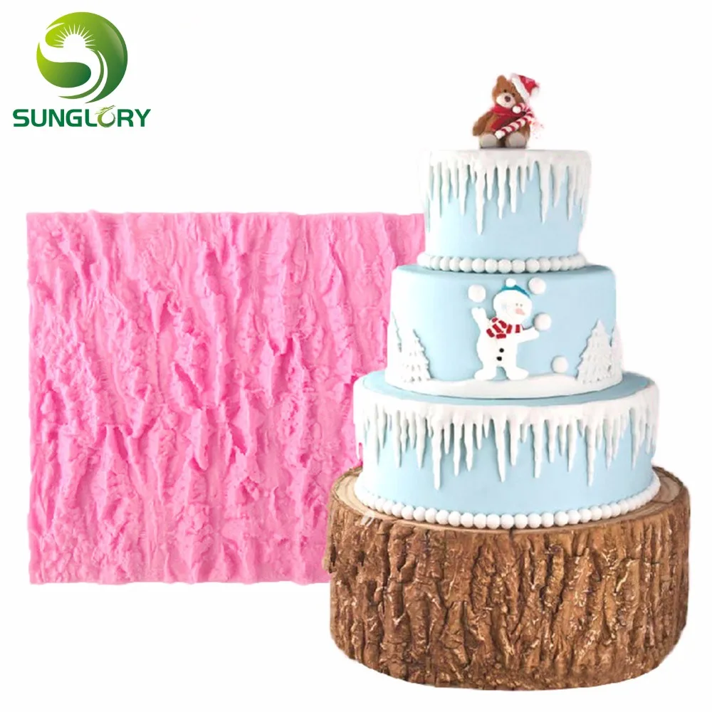 

Fondant Sugarcraft Cake Tree Bark Texture Silicone Mold DIY Wrinkles Stripe Mat Gum Paste Decorating Mold Baking Tools For Cakes