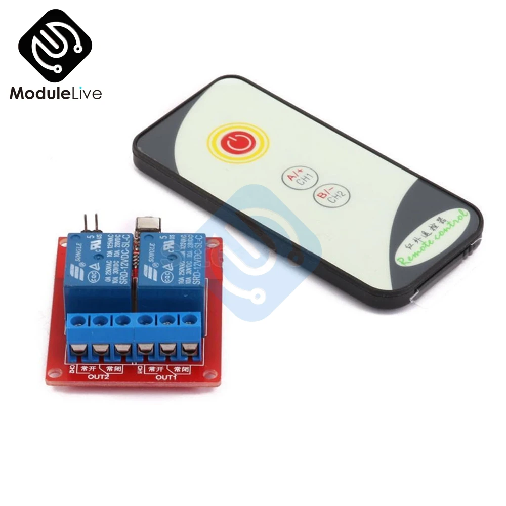 2 Channel 2CH Two Way 12V IR Infrared Remote Control Switch High-current Relay  Board LED Status Indicator Controller