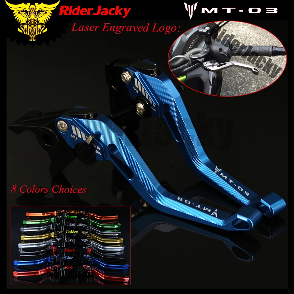 RiderJacky 3D Rhombus Hollow Adjustable Motorcycle Brake Clutch Levers For Yamaha MT-03 MT 03 2015-2018 2016 2017