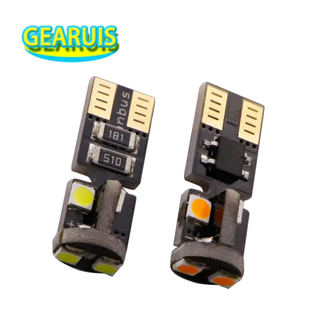 100pcs Canbus T10 non polar W5W LED 6 smd 3030 5w5 Car Lamp 2W 12V Bulb Wedge Clearance Lights car light source amber ice blue