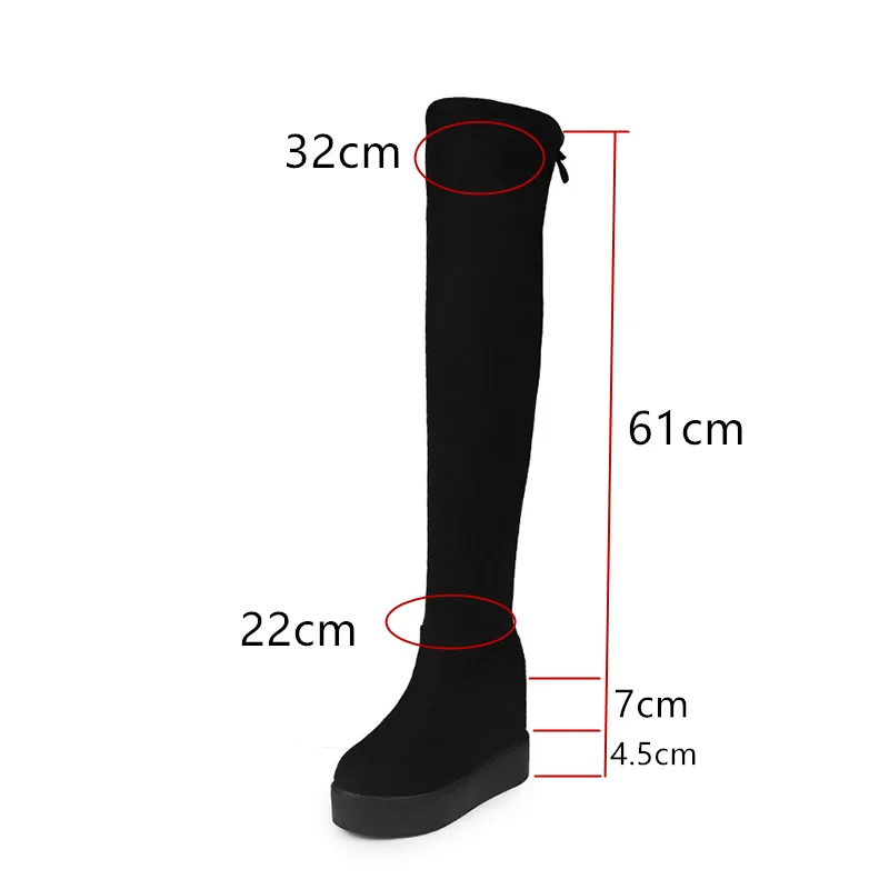 2019 Winter Women High Boots Fashion Hidden Heel Woman Long Boot Warm Plush Thigh High Boots For Women Winter Platform Shoes