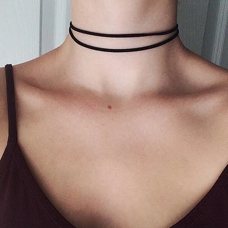 New Multilayer Black Suede Choker Necklace Leather Gothic Sexy Velvet Chokers Colares Jewelry Punk Necklace Jewellery Bijoux